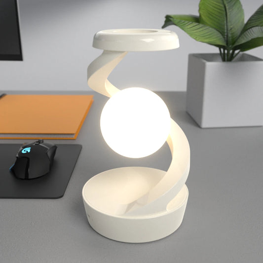 "Stylish Rotating Floating Table Lamp with 15W Wireless Charging – Illuminate and Charge in Style!"